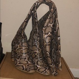 Snakeskin thigh high boots